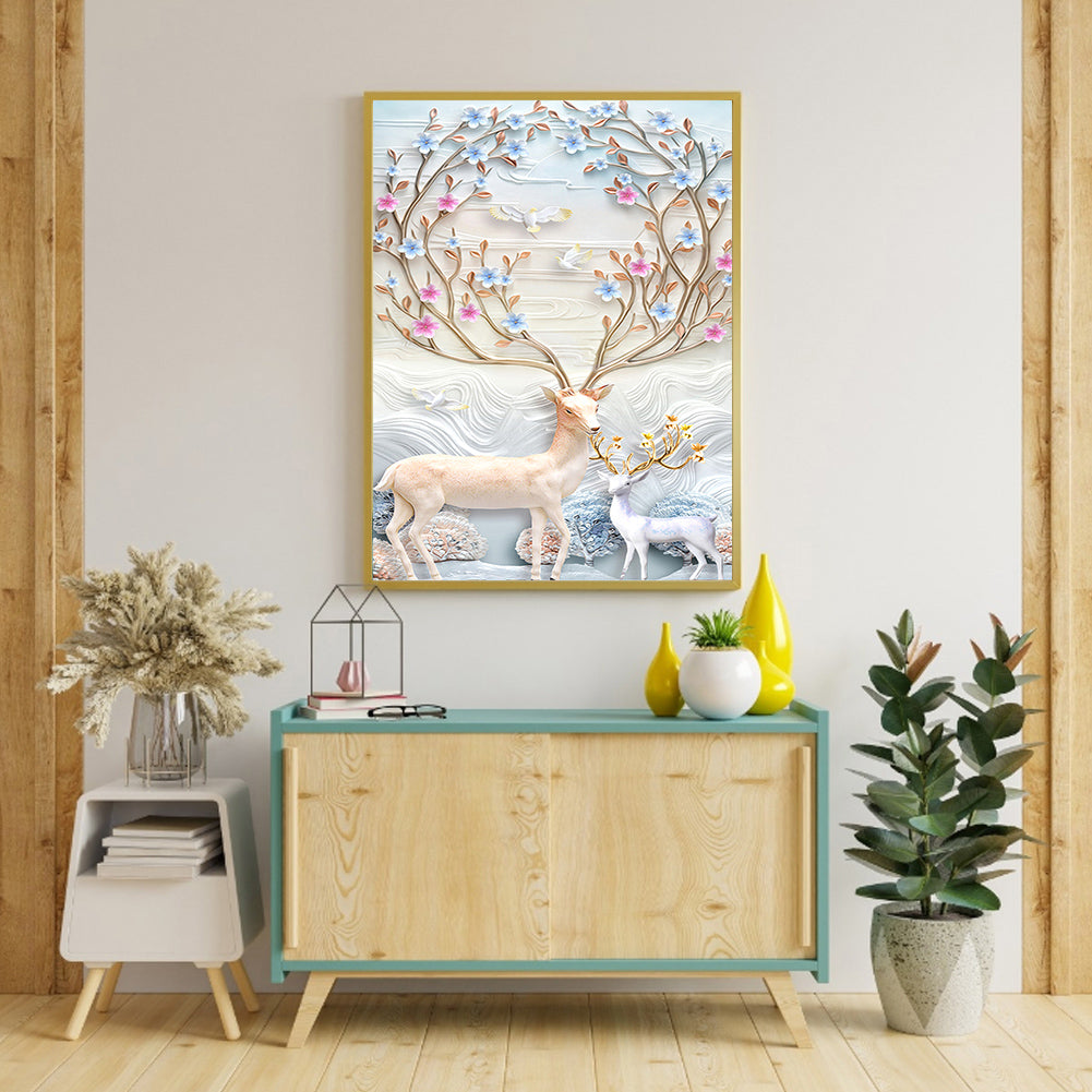 Deer Animal - Full Round Drill Diamond Painting 30*40CM