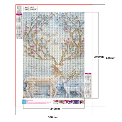 Deer Animal - Full Round Drill Diamond Painting 30*40CM