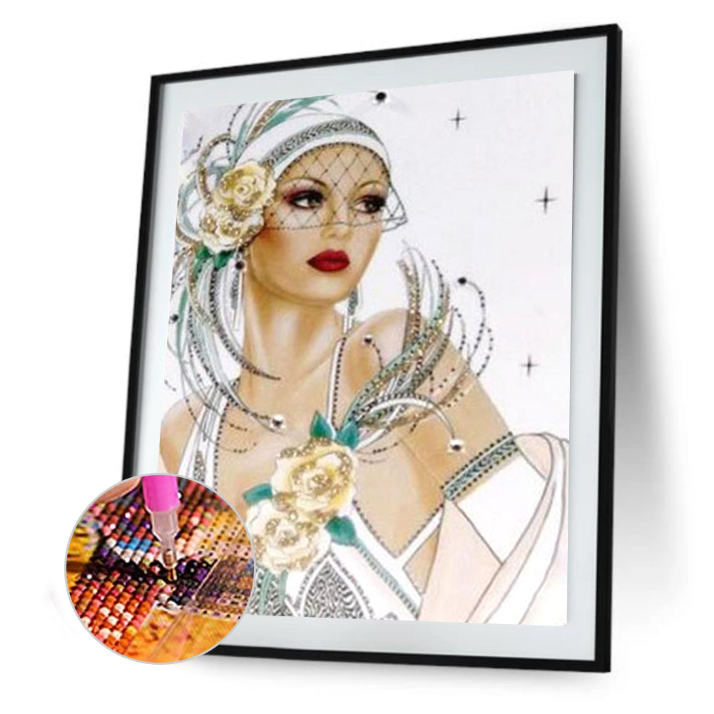 Lady - Full Round Drill Diamond Painting 30*40CM