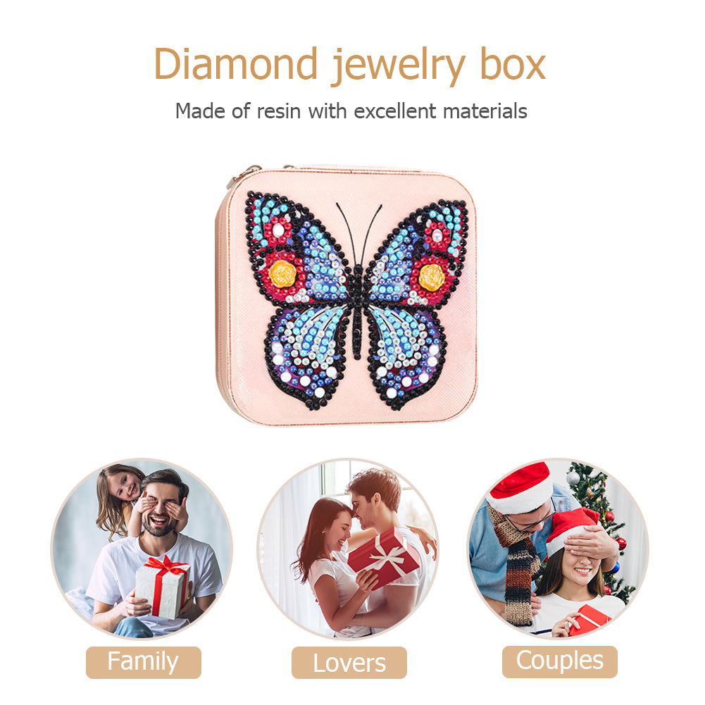 DIY Rhinestone Jewelry Storage Box Special Shape Diamond Resin Jewelry Case