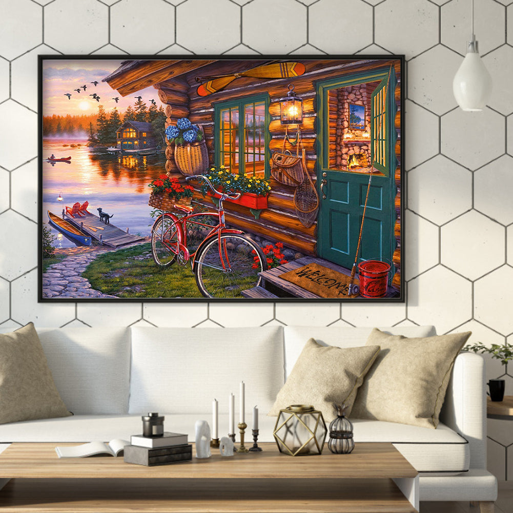 Lakeside Scenery - Full Round Drill Diamond Painting 50*40CM