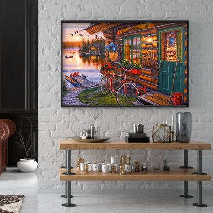 Lakeside Scenery - Full Round Drill Diamond Painting 50*40CM