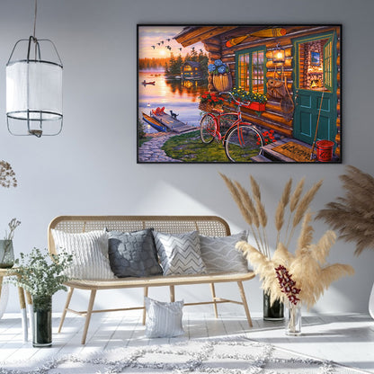 Lakeside Scenery - Full Round Drill Diamond Painting 50*40CM