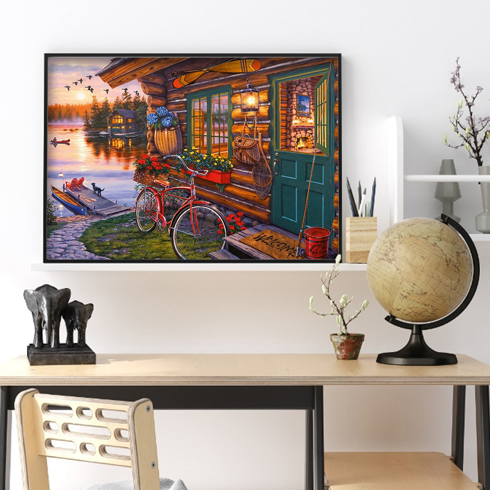 Lakeside Scenery - Full Round Drill Diamond Painting 50*40CM