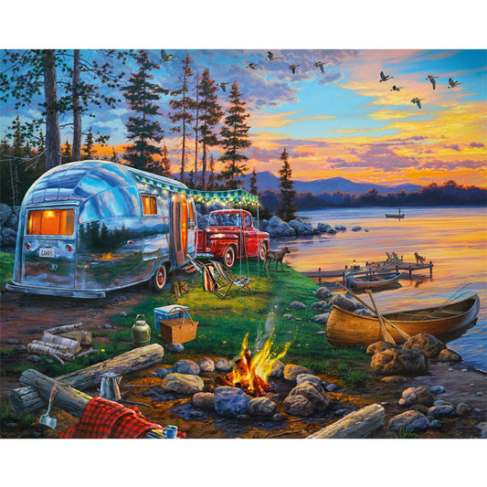 Lakeside Scenery - Full Round Drill Diamond Painting 50*40CM