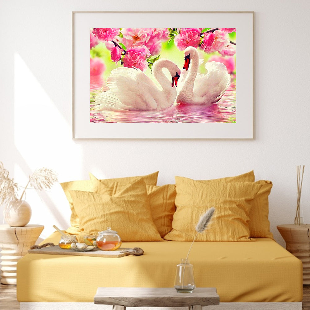 Swan Flower - Full Square Drill Diamond Painting 40*50CM