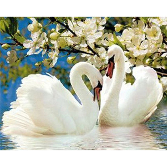 Swan Flower - Full Square Drill Diamond Painting 40*50CM