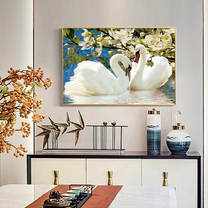 Swan Flower - Full Square Drill Diamond Painting 40*50CM