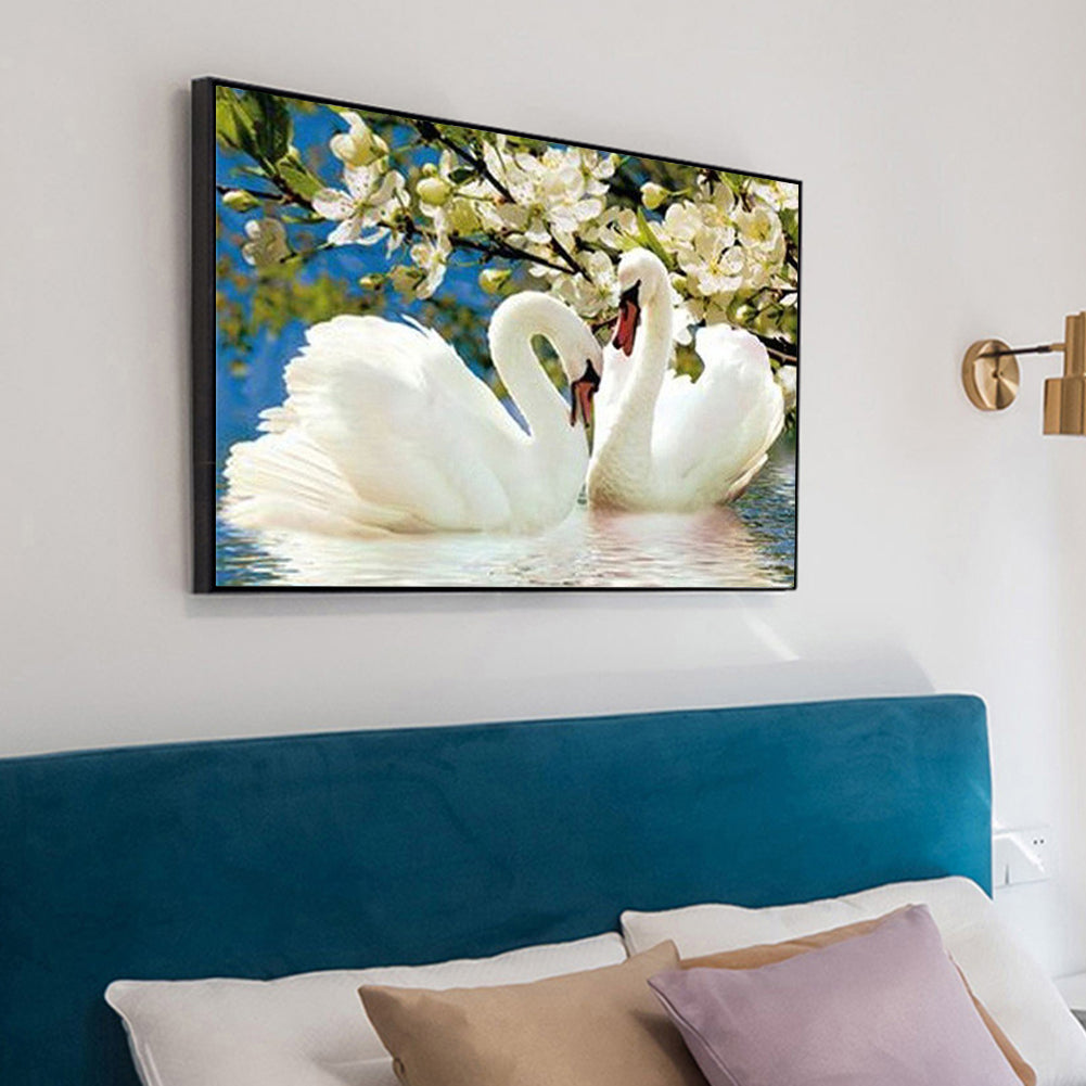 Swan Flower - Full Square Drill Diamond Painting 40*50CM