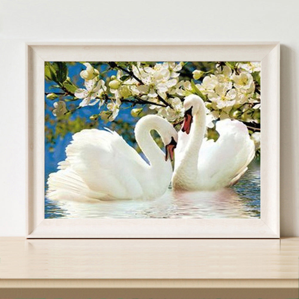 Swan Flower - Full Square Drill Diamond Painting 40*50CM