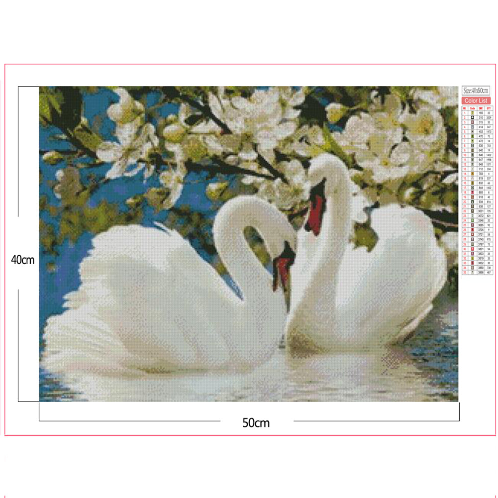 Swan Flower - Full Square Drill Diamond Painting 40*50CM