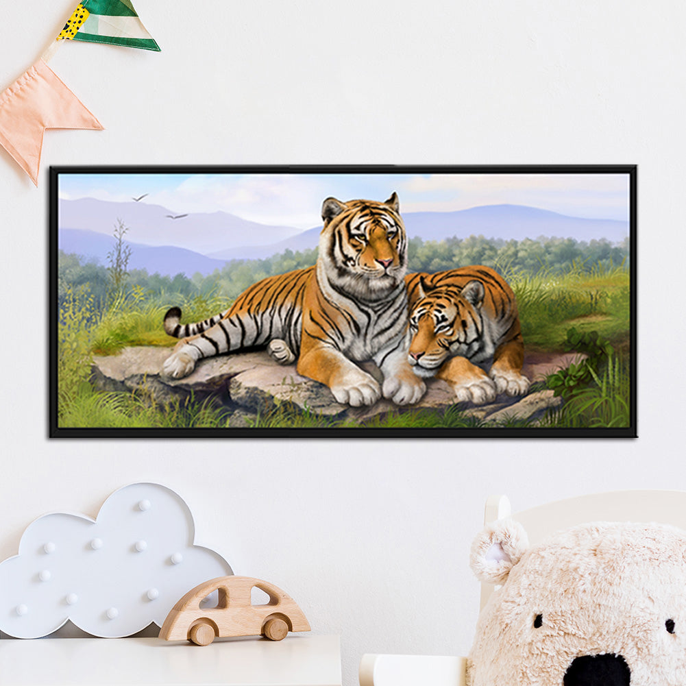 Tigers - Full Round Drill Diamond Painting 80*35CM