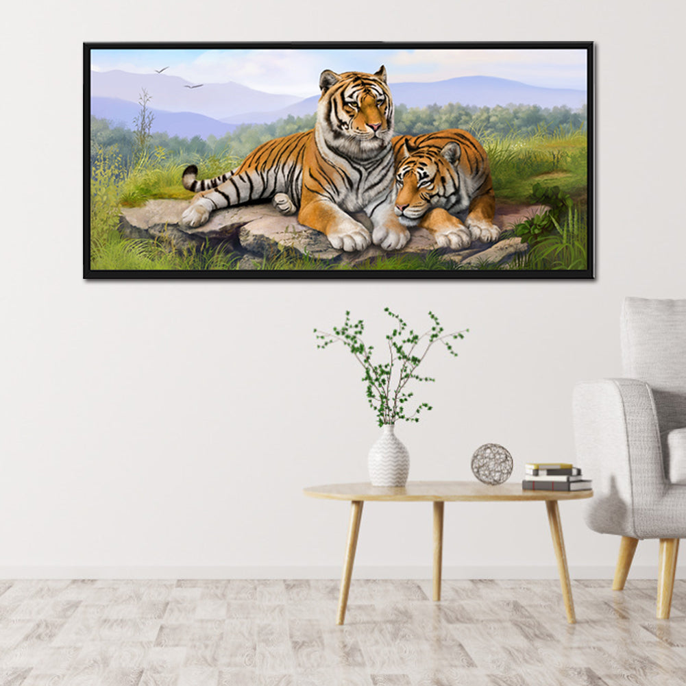 Tigers - Full Round Drill Diamond Painting 80*35CM