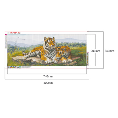 Tigers - Full Round Drill Diamond Painting 80*35CM