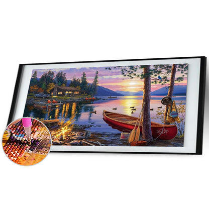 Lake house - Full Round Drill Diamond Painting 70*40CM