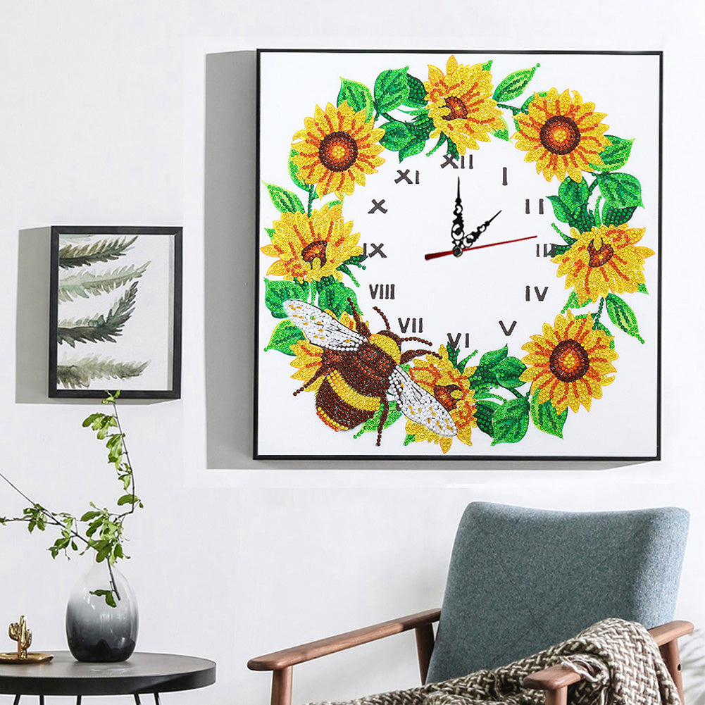 5D Flower Diamond Painting Clock DIY Special-shaped Partial Crystal Drill