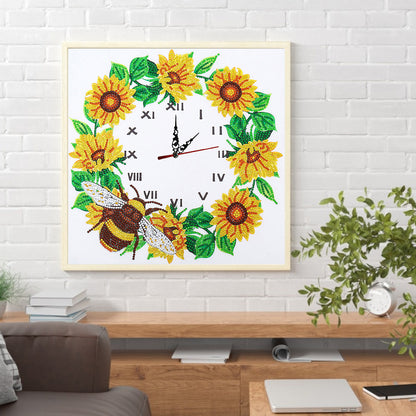 5D Flower Diamond Painting Clock DIY Special-shaped Partial Crystal Drill