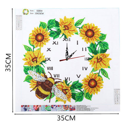 5D Flower Diamond Painting Clock DIY Special-shaped Partial Crystal Drill