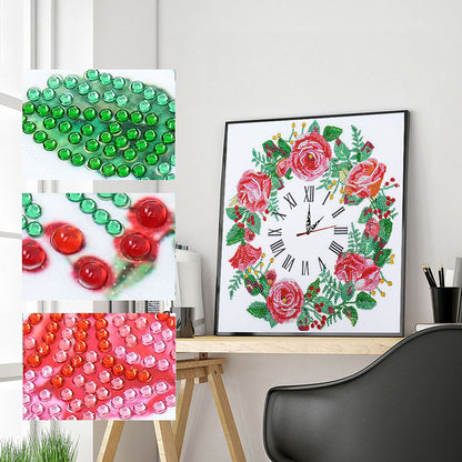 5D Flower Diamond Painting Clock DIY Special-shaped Partial Crystal Drill