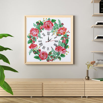 5D Flower Diamond Painting Clock DIY Special-shaped Partial Crystal Drill