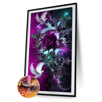 Cross Rose - Full Square Drill Diamond Painting 40*80CM