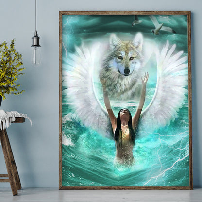 Angel Wolf - Full Round Drill Diamond Painting 30*40CM