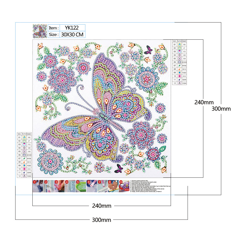 Butterfly - Special Shaped Drill Diamond Painting 30*30CM