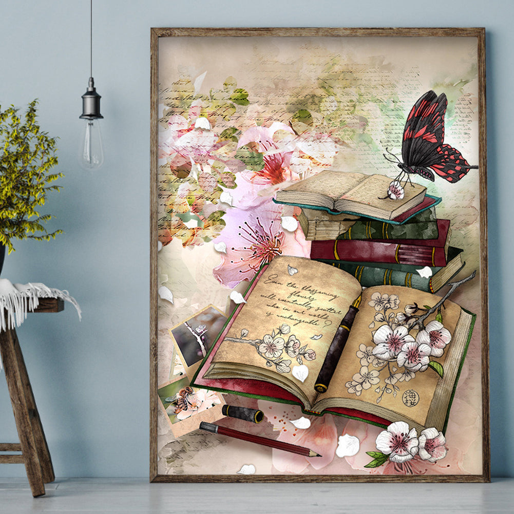 Butterfly Books - Full Round Drill Diamond Painting 30*40CM