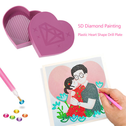 5D Diamond Painting Tray Plastic Heart Shape Rhinestone Drill Plate 7x7cm