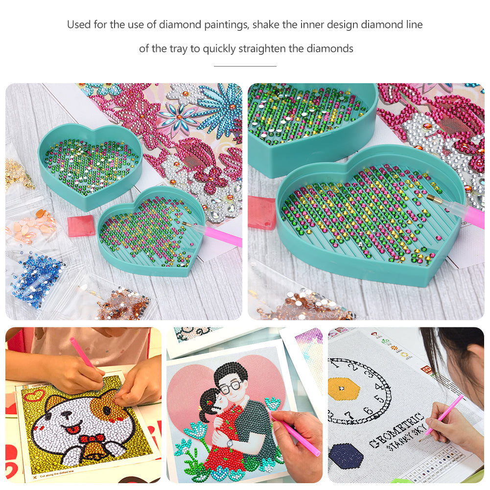 5D Diamond Painting Tray Plastic Heart Shape Rhinestone Drill Plate 7x7cm