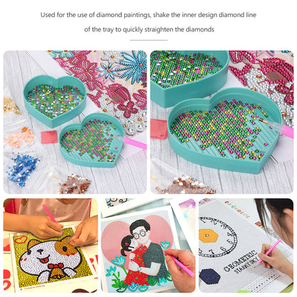 5D Diamond Painting Tray Plastic Heart Shape Rhinestone Drill Plate 7x7cm