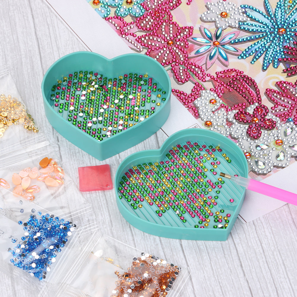 5D Diamond Painting Tray Plastic Heart Shape Rhinestone Drill Plate 7x7cm