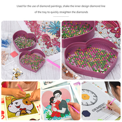 5D DIY Diamond Painting Tray Plastic Heart Shape Rhinestone Drill Plate