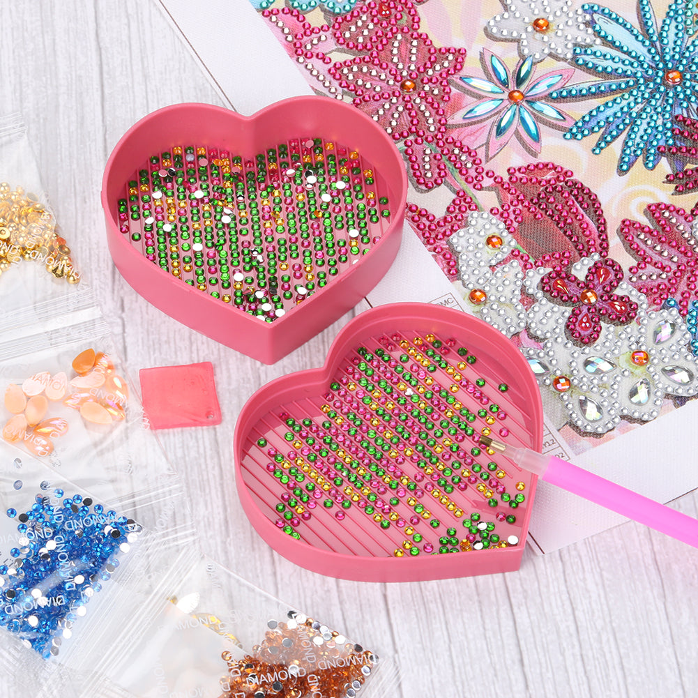 5D DIY Diamond Painting Tray Plastic Heart Shape Rhinestone Drill Plate