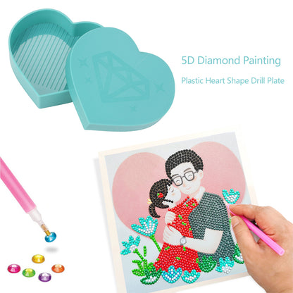 5D DIY Diamond Painting Tray Plastic Heart Shape Rhinestone Drill Plate