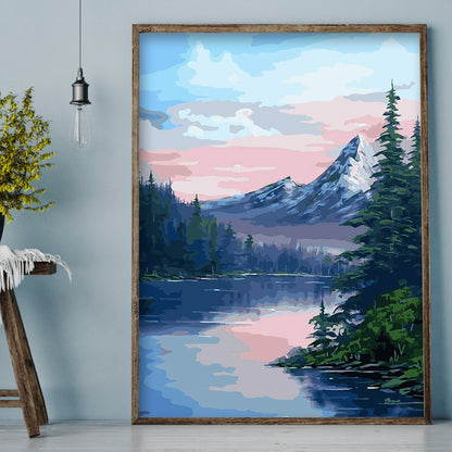 Mountain Lake - Full Round Drill Diamond Painting 30*40CM