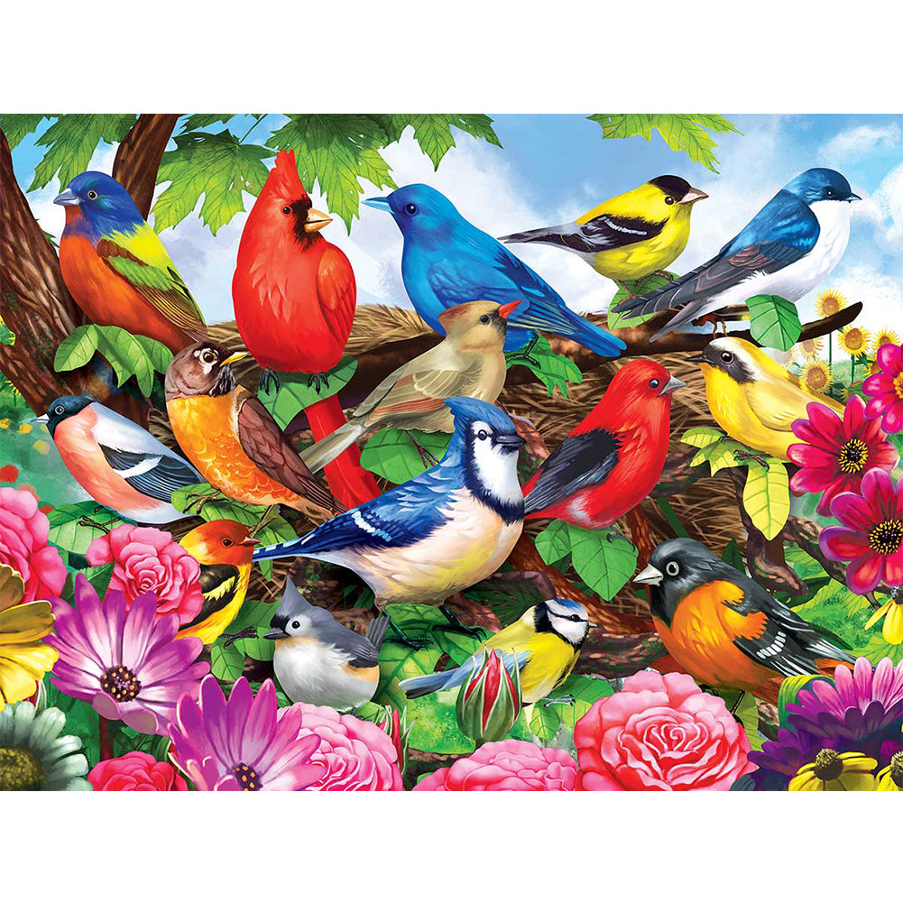 Bird Flower - Full Round Drill Diamond Painting 40*30CM