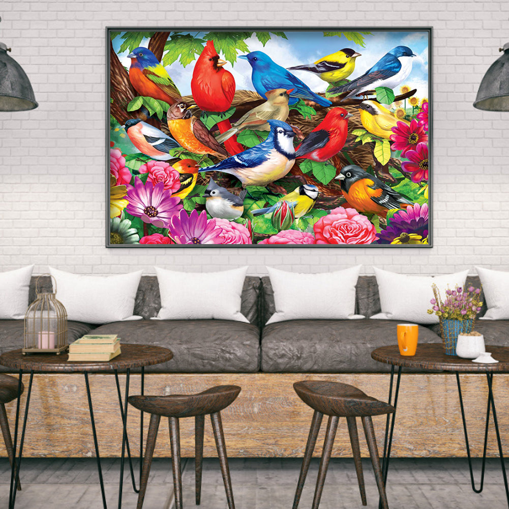 Bird Flower - Full Round Drill Diamond Painting 40*30CM