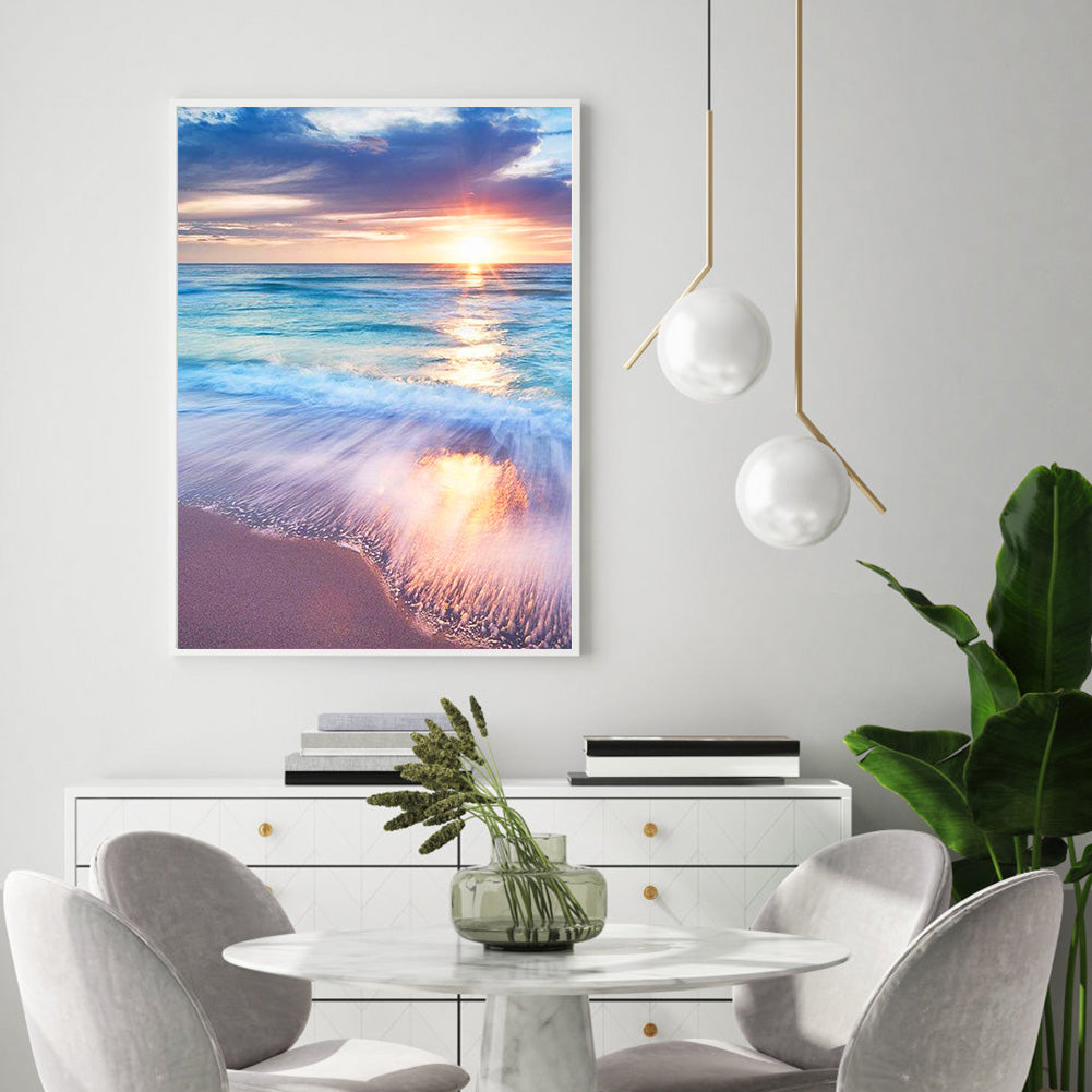 Beach Sunrise - Full Round Drill Diamond Painting 30*40CM