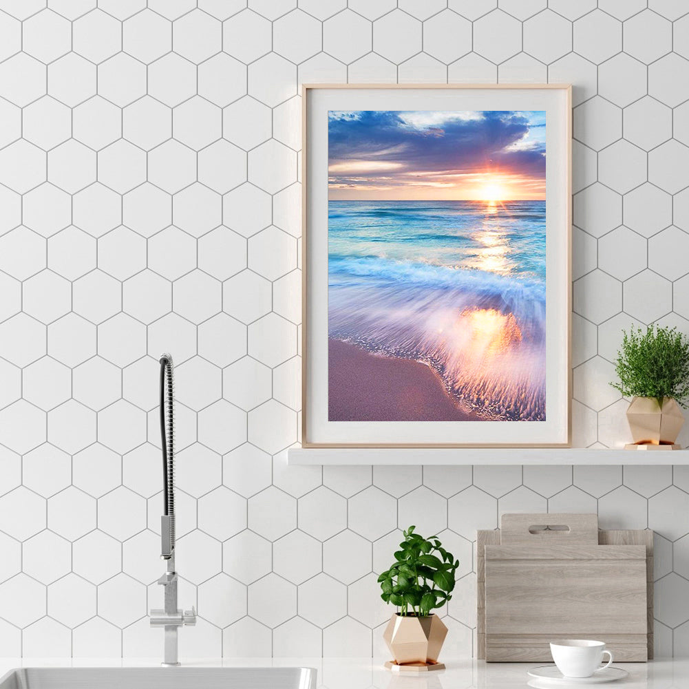 Beach Sunrise - Full Round Drill Diamond Painting 30*40CM