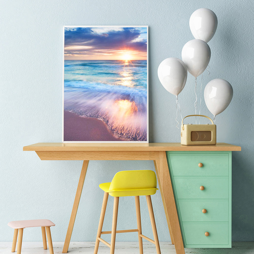 Beach Sunrise - Full Round Drill Diamond Painting 30*40CM