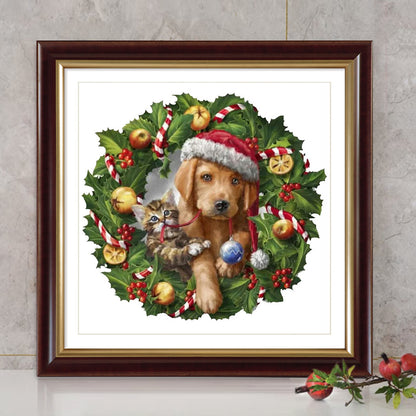 Christmas Cat - Full Round Drill Diamond Painting 40*40CM