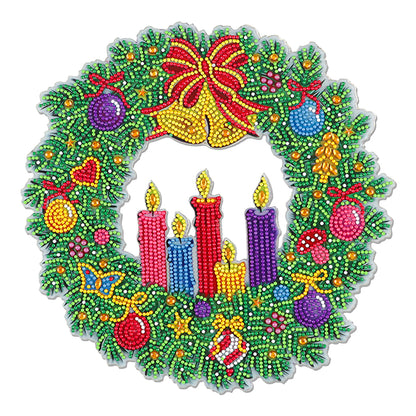 DIY Diamond Painting Hanging Christmas Flower Wreath Kit Home Door Decor