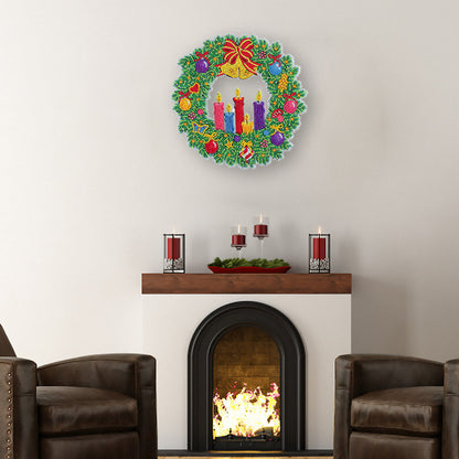 DIY Diamond Painting Hanging Christmas Flower Wreath Kit Home Door Decor