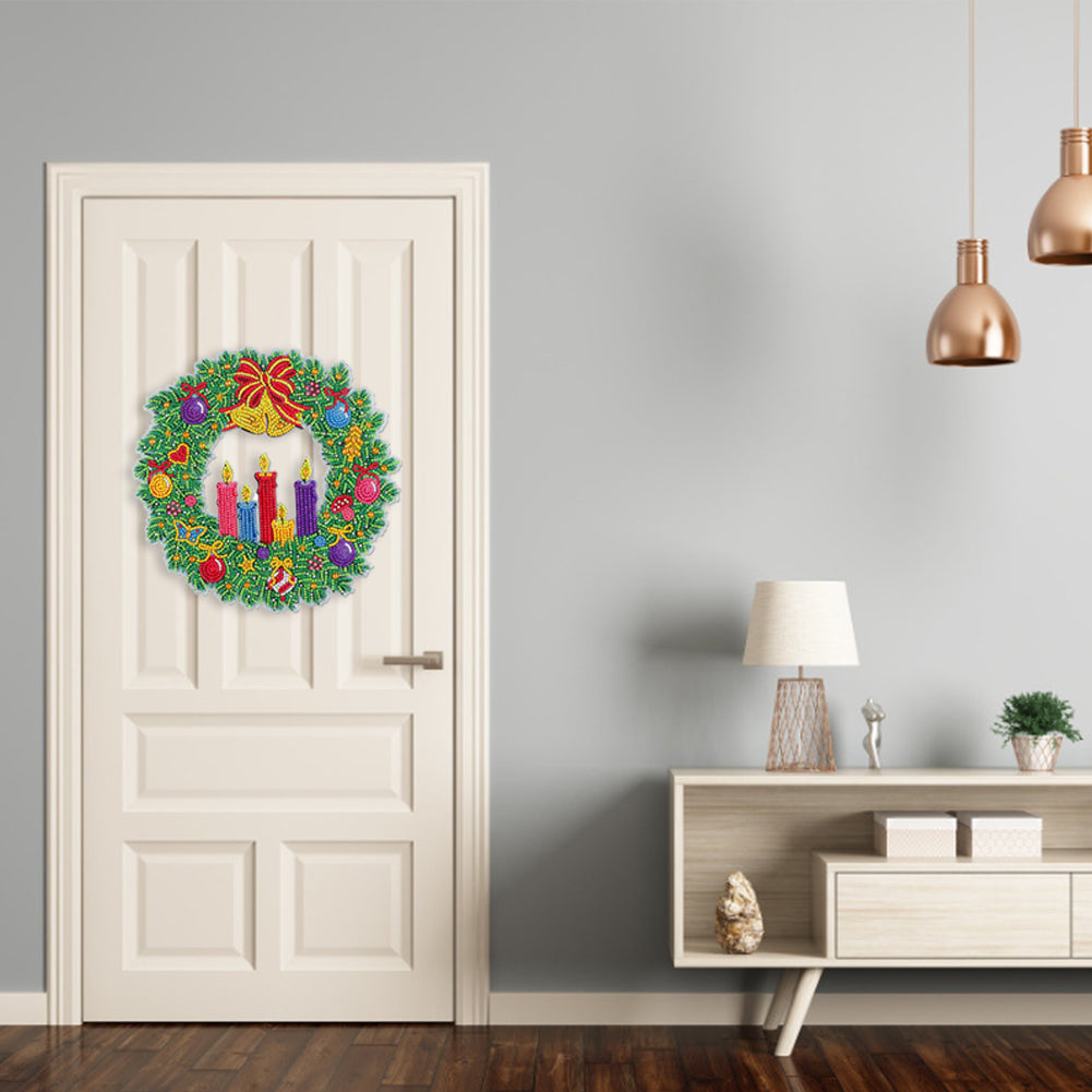 DIY Diamond Painting Hanging Christmas Flower Wreath Kit Home Door Decor