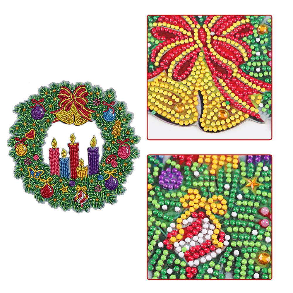 DIY Diamond Painting Hanging Christmas Flower Wreath Kit Home Door Decor