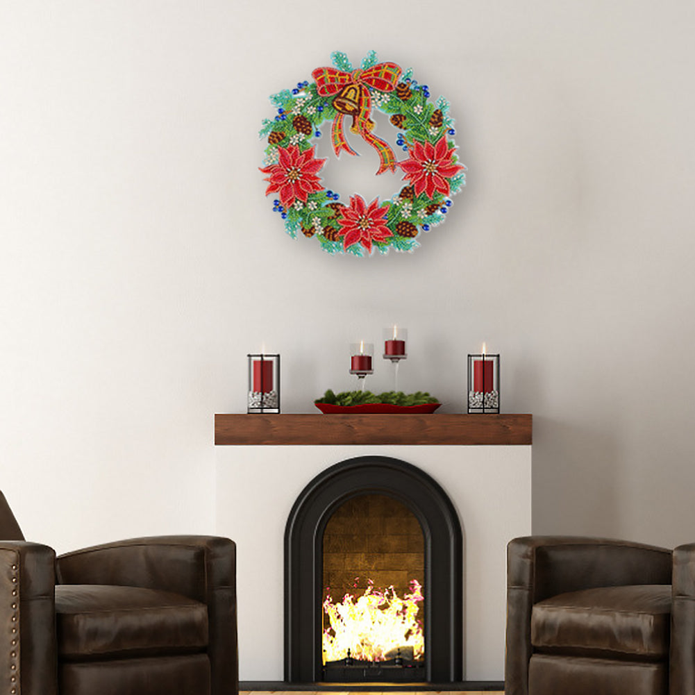 DIY Diamond Painting Hanging Christmas Flower Wreath Kit Home Door Decor