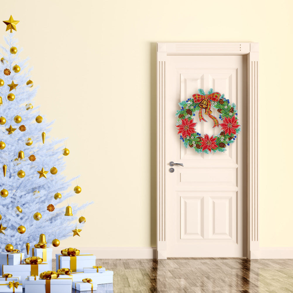 DIY Diamond Painting Hanging Christmas Flower Wreath Kit Home Door Decor