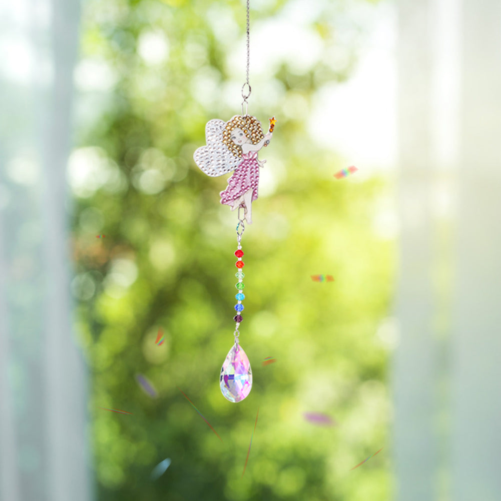 Crystal Diamond Angel Tears Catching Light Wind Chimes Hanging Garden Decor