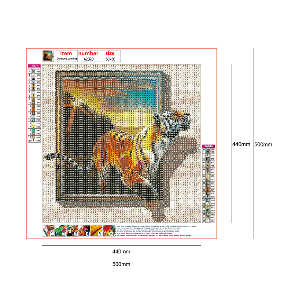 Tiger - Full Round Drill Diamond Painting 50*50CM